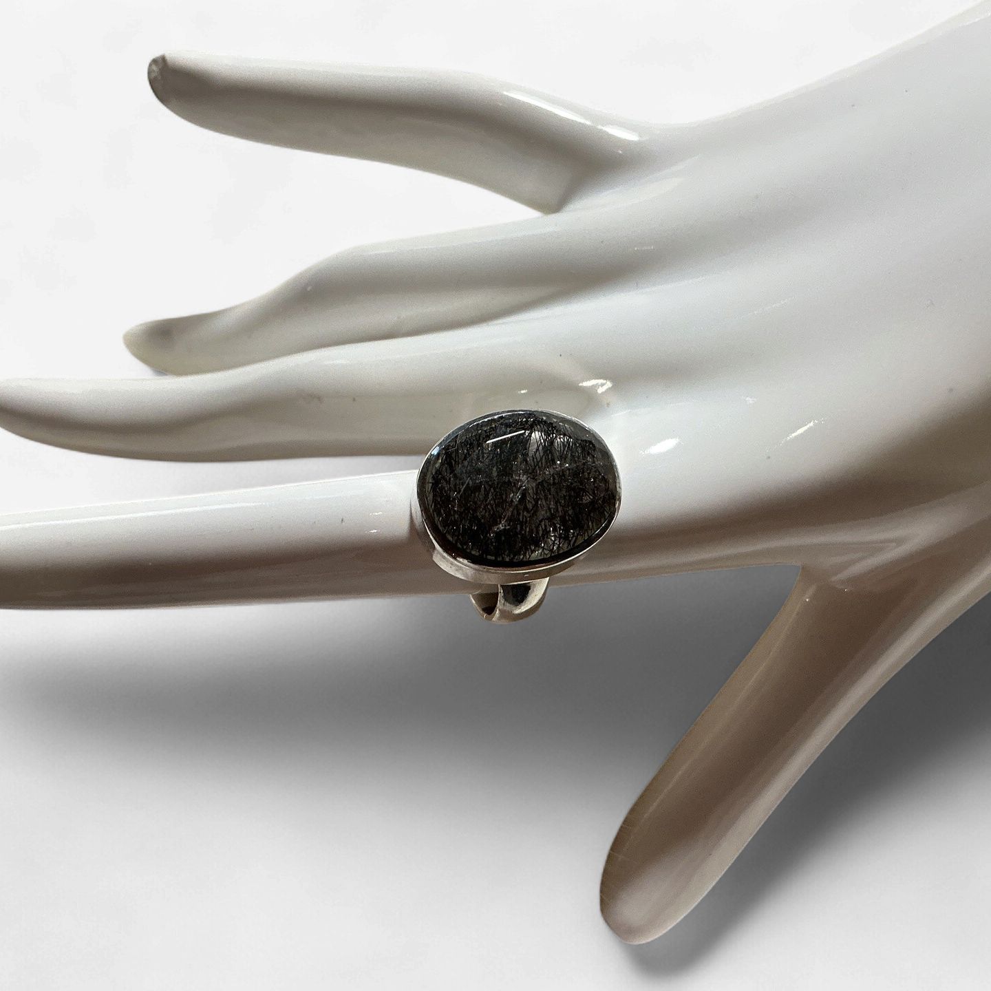 Element Earth Sterling Silver Tourmalated Quartz Ring