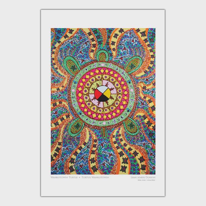 Oscardo Indigenous Art Card, Design: Wahkotowin Turtle- Leah Dorion