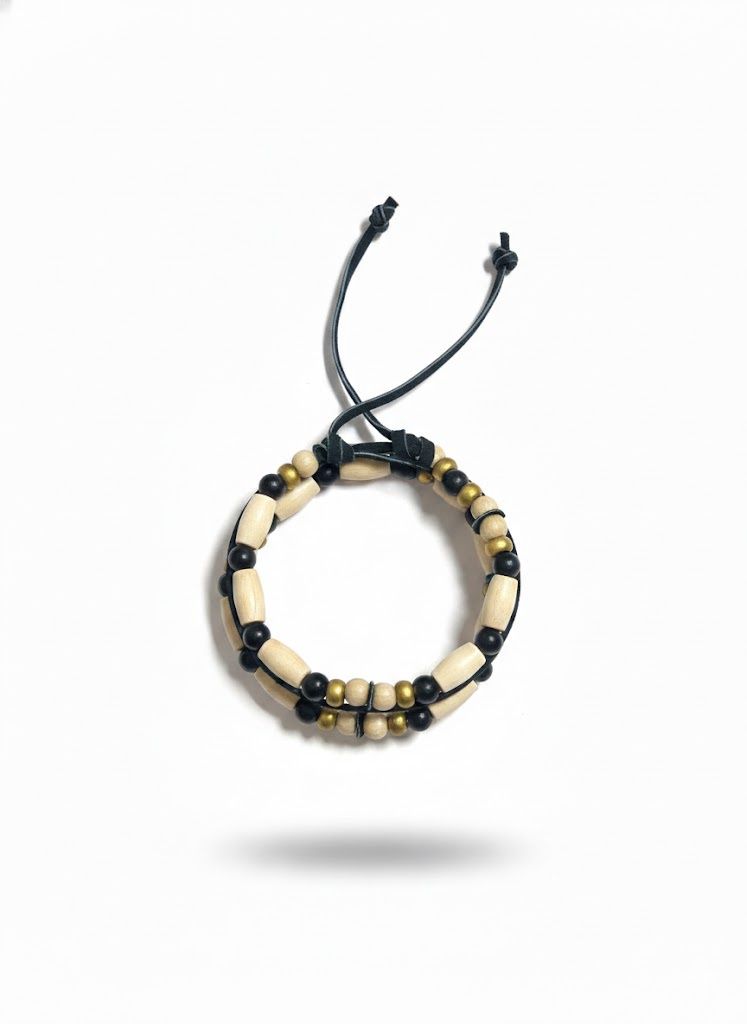 Monague- Adjustable Wooden Bead Bracelet, Colorway: Black