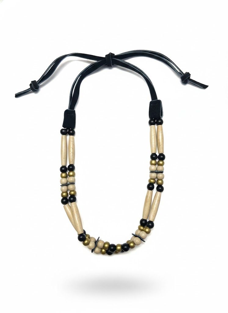 Monague- Adjustable Wooden Bead Choker Necklace