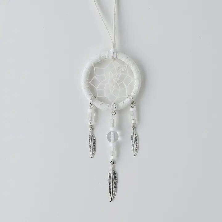 1.5” White Metal Feather Dreamcatcher