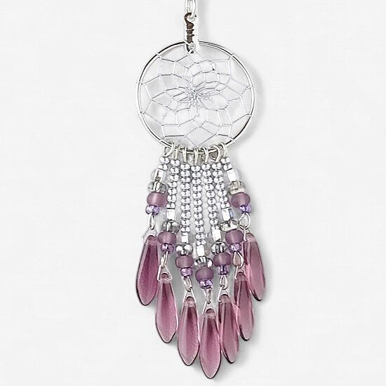 Silver Dreamcatcher Necklace With Beads