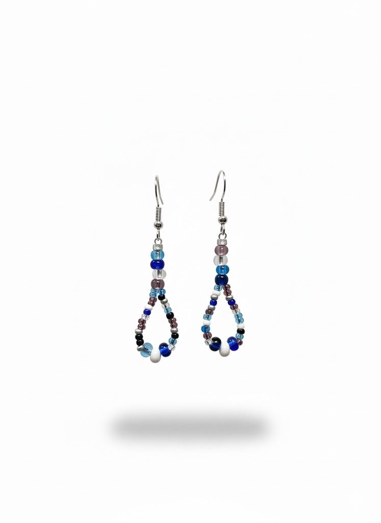 Beaded Loop Earrings, Color: Blues