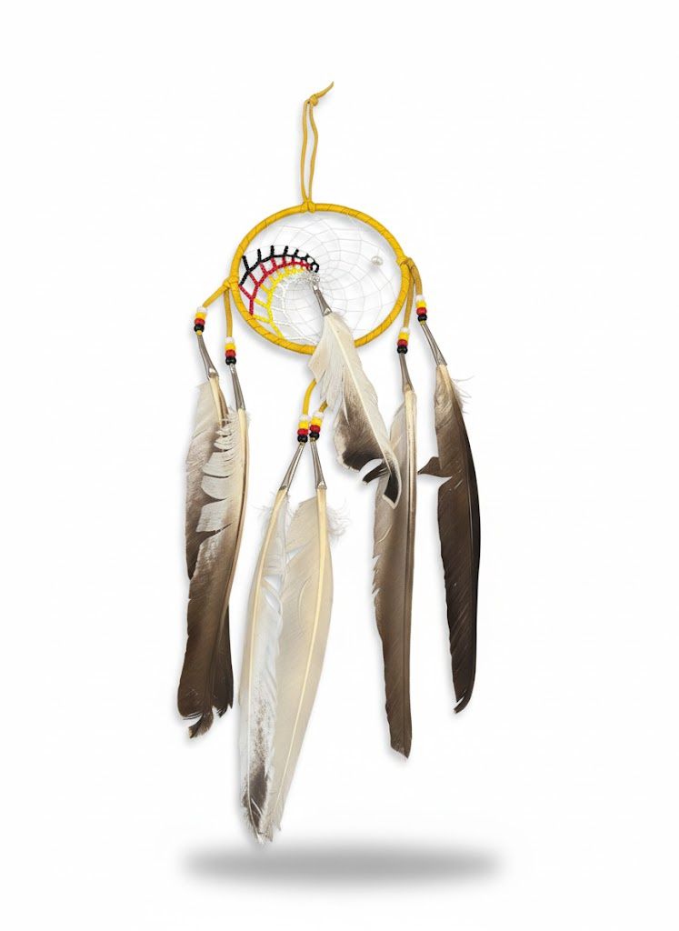 4” Beaded Web Dreamcatcher- Traditional Tan