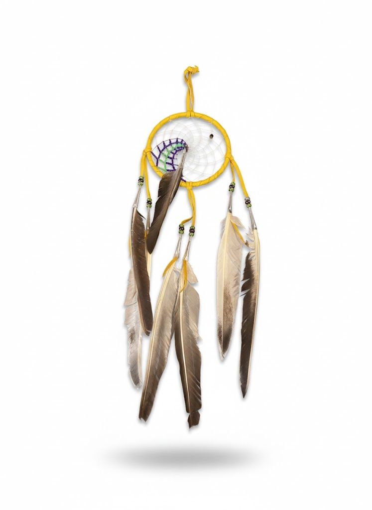 4” Beaded Web Dreamcatcher- Green &amp; Purple