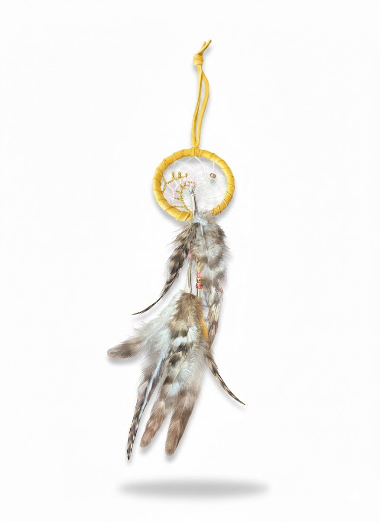 2.5” Beaded Web Dreamcatcher- Copper &amp; Light Pink