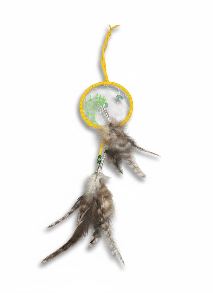 3” Beaded Web Dreamcatcher- Lime Green