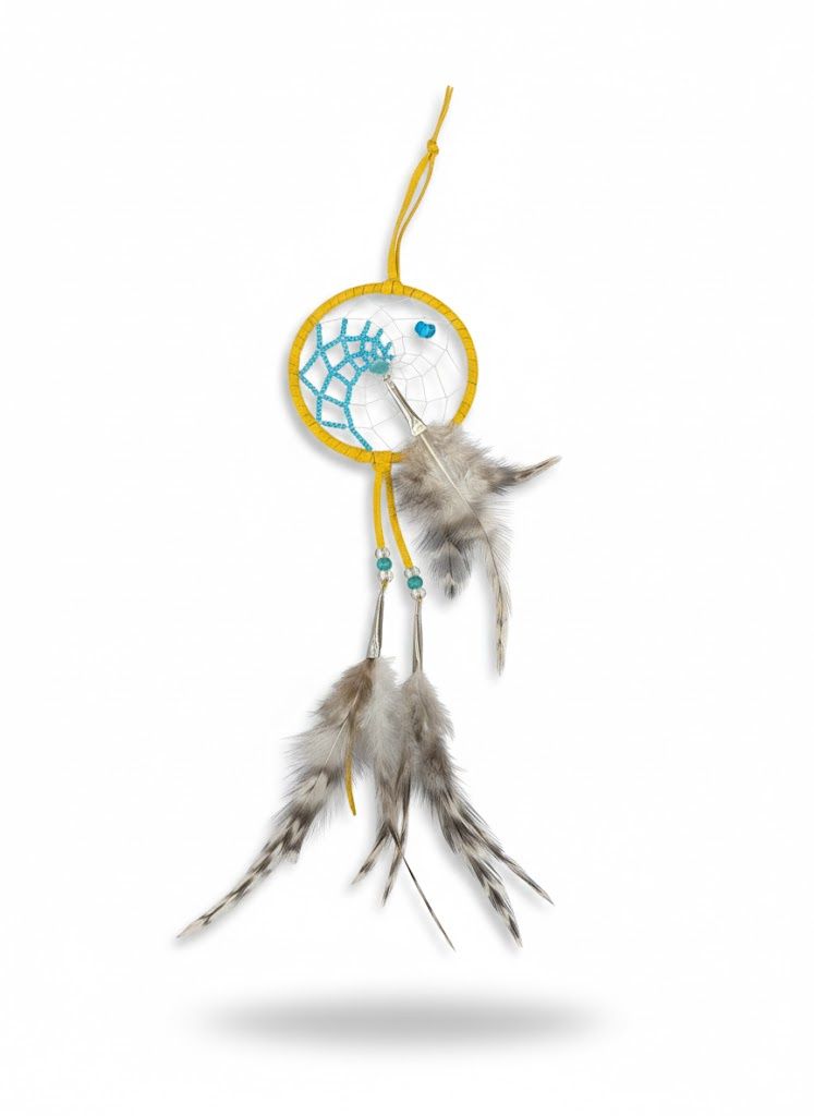 3” Beaded Web Dreamcatcher- Sky Blue
