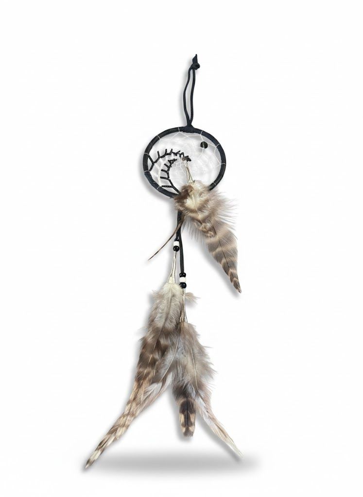 3” Beaded Web Dreamcatcher- Black &amp; White