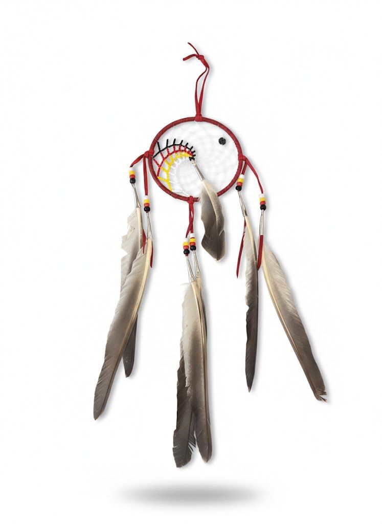 4” Beaded Web Dreamcatcher- Traditional Red