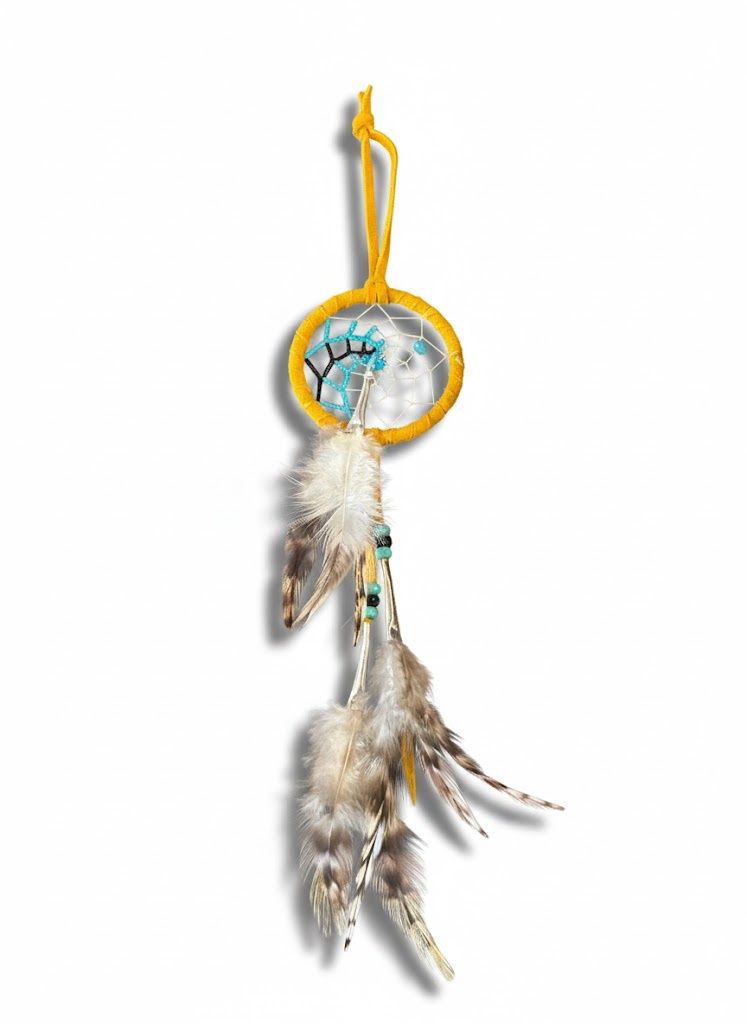2.5” Beaded Web Dreamcatcher- Teal &amp; Black