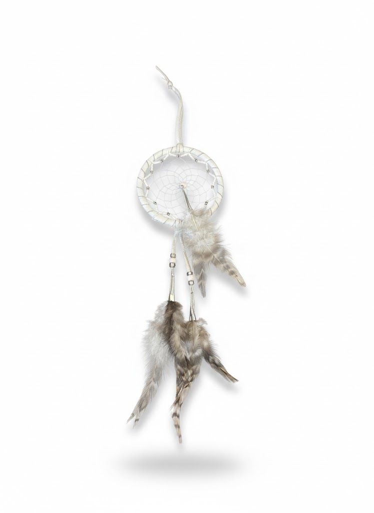 3” Beaded Web Dreamcatcher, Design: White