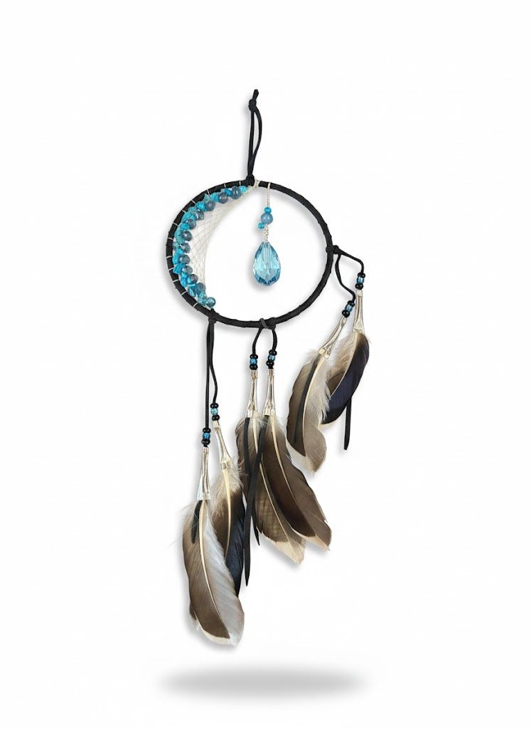 5” Crescent Moon Dreamcatcher- Blue