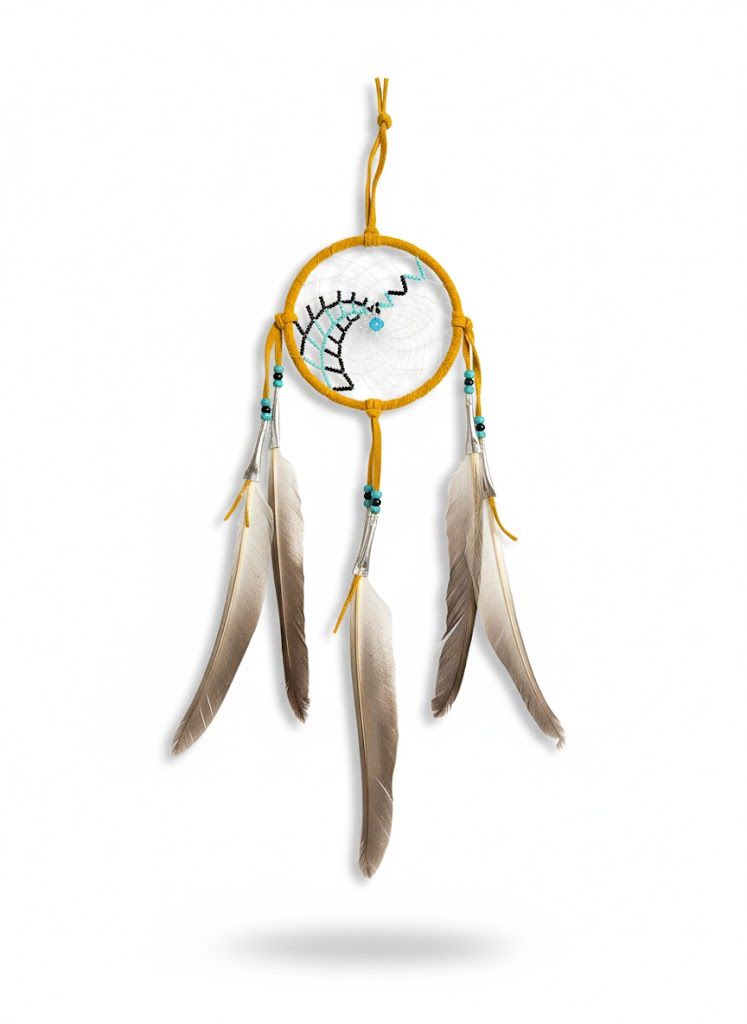 4” Beaded Web Dreamcatcher- Teal &amp; Black