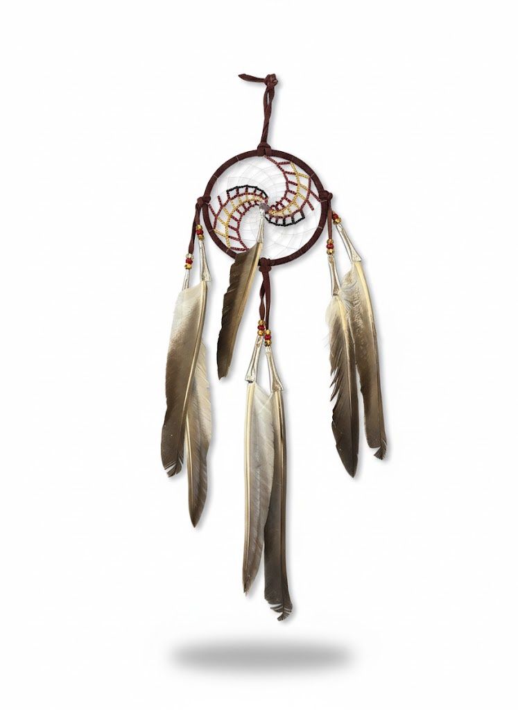 4” Beaded Web Dreamcatcher- Copper &amp; Brown