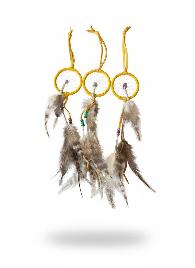 2” Dreamcatcher Assorted Beads, Leather: Tan