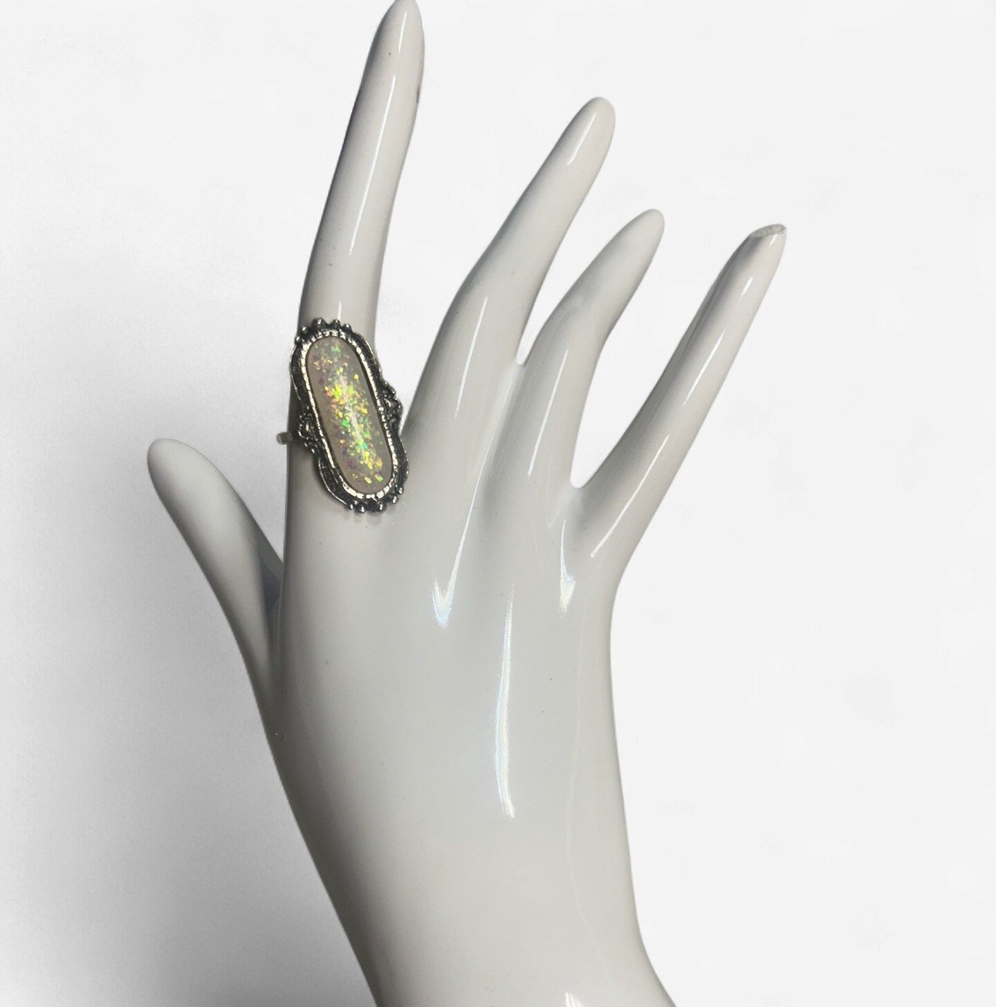 White Glitter Metal Rings, Style: #1