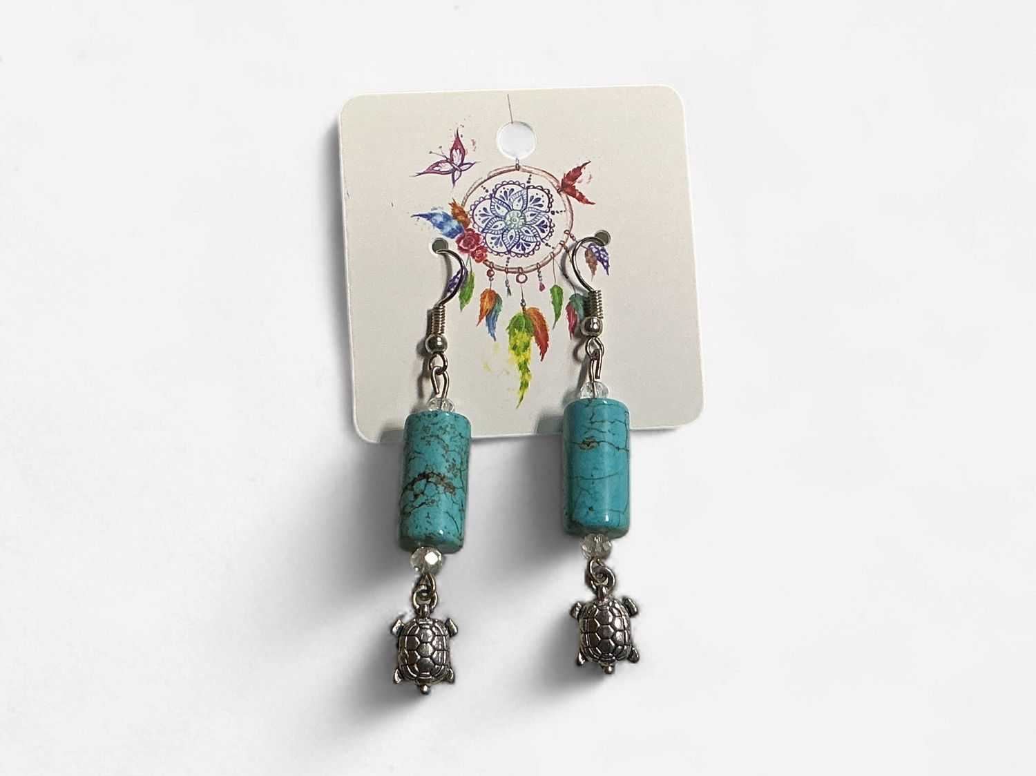 Turquoise Turtle Charm Earring
