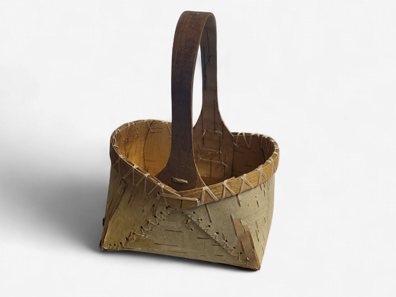 Small Birch Basket With Handle by Thomas Athanasiou