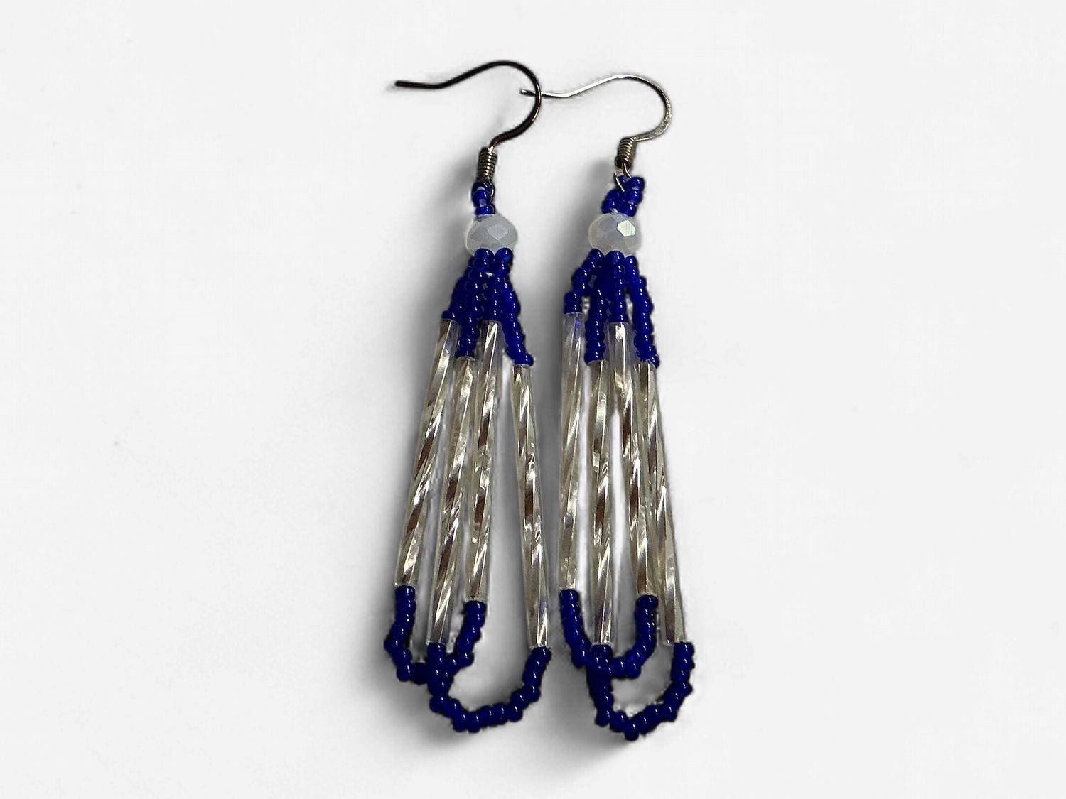 Royal Blue Beaded Earrings