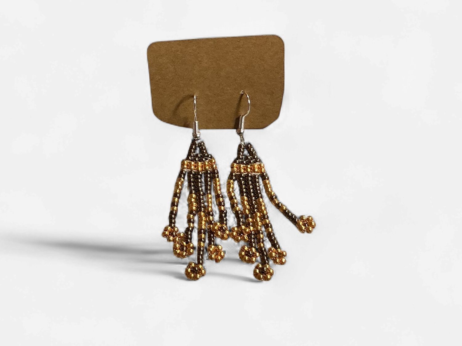 Gold Dangly Beaded Earrings