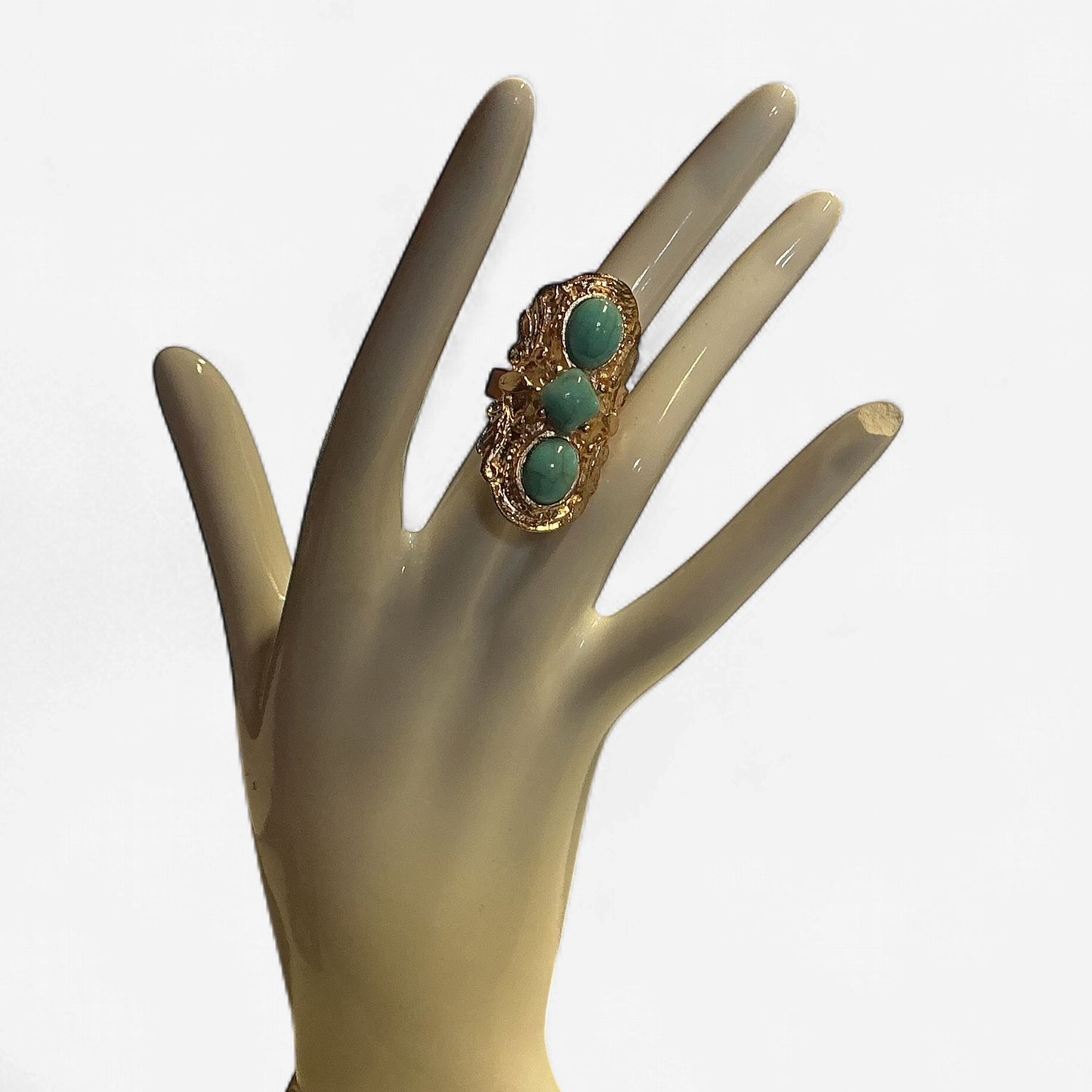 Assorted Gold Rings, Design: Turquoise Statement Ring- Size 7
