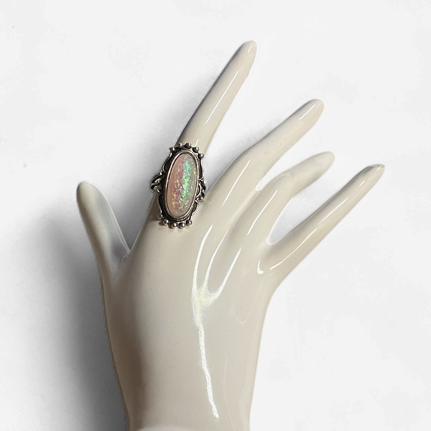 Assorted Opal Gem Rings, Design: Oval Statement Ring- Size 8.5