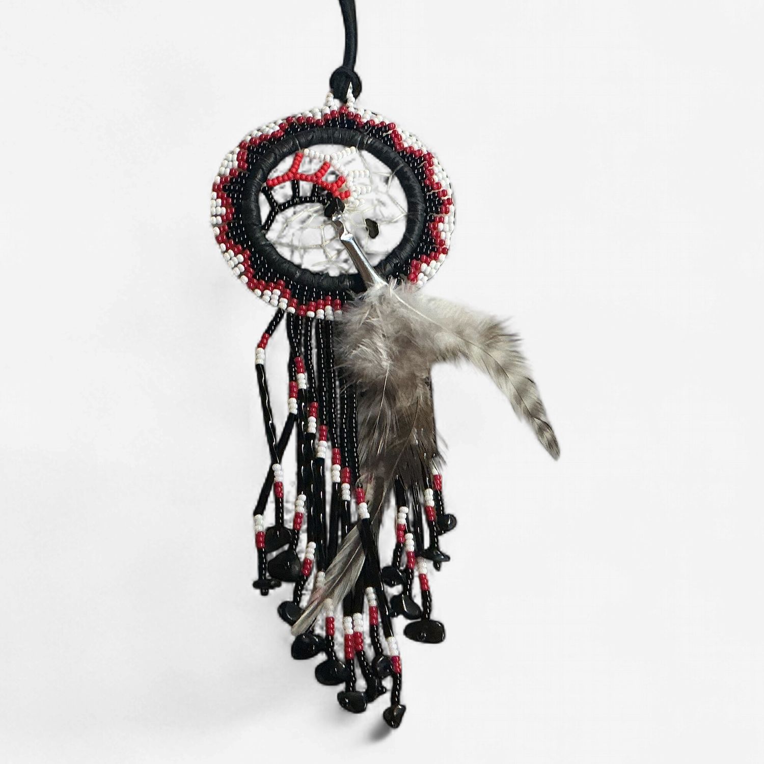 2" Black Beaded Dreamcatcher