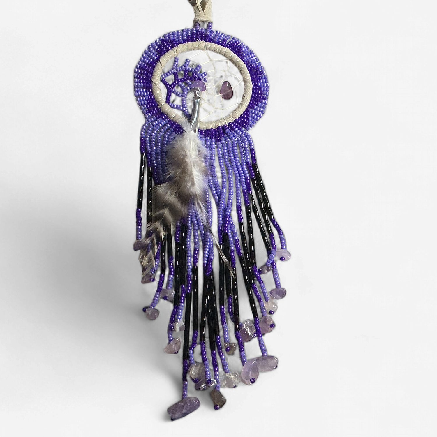 2" Purple Beaded Dreamcatcher