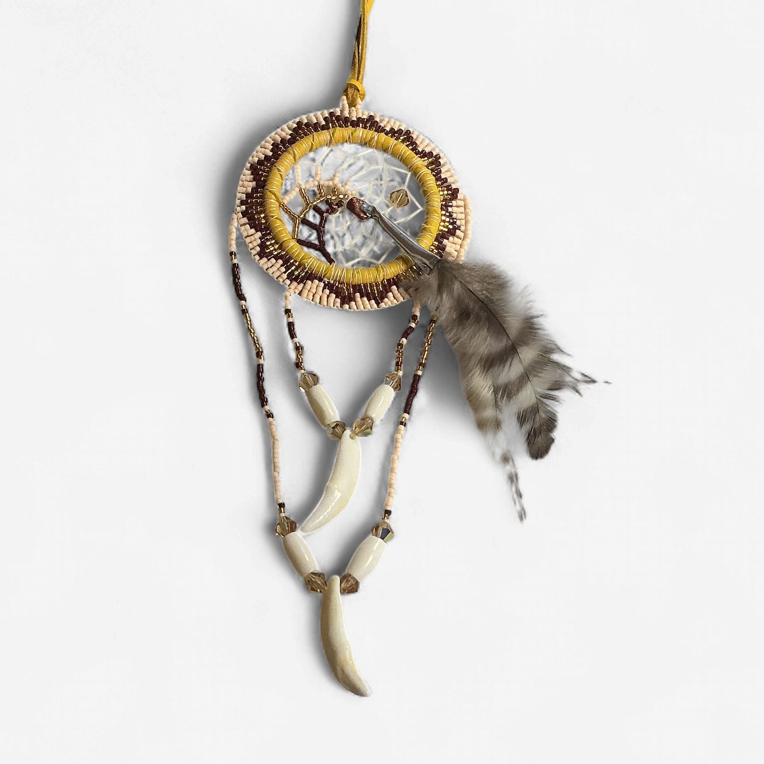 2" Coyote Teeth Beaded Dreamcatcher