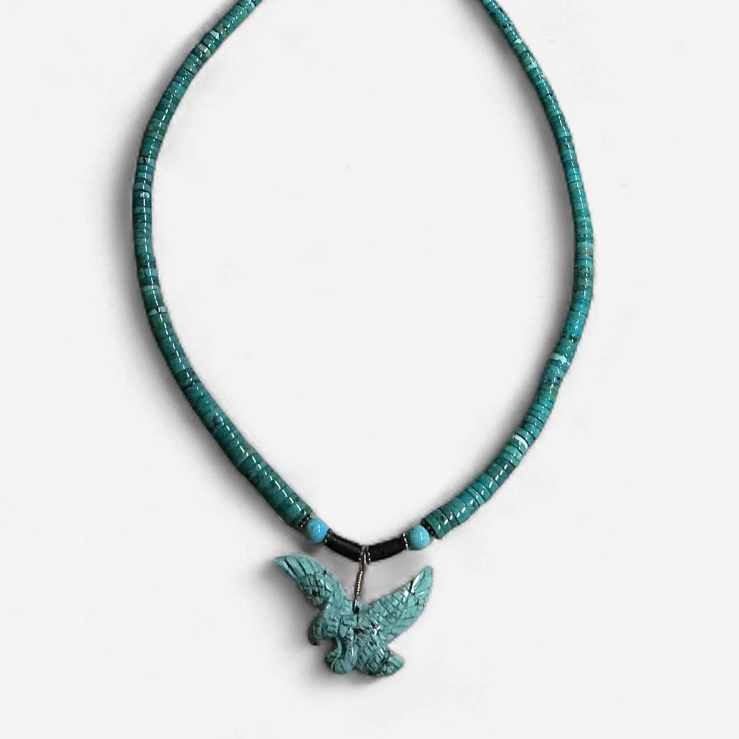 Turquoise Heishi Eagle Pendant Necklace