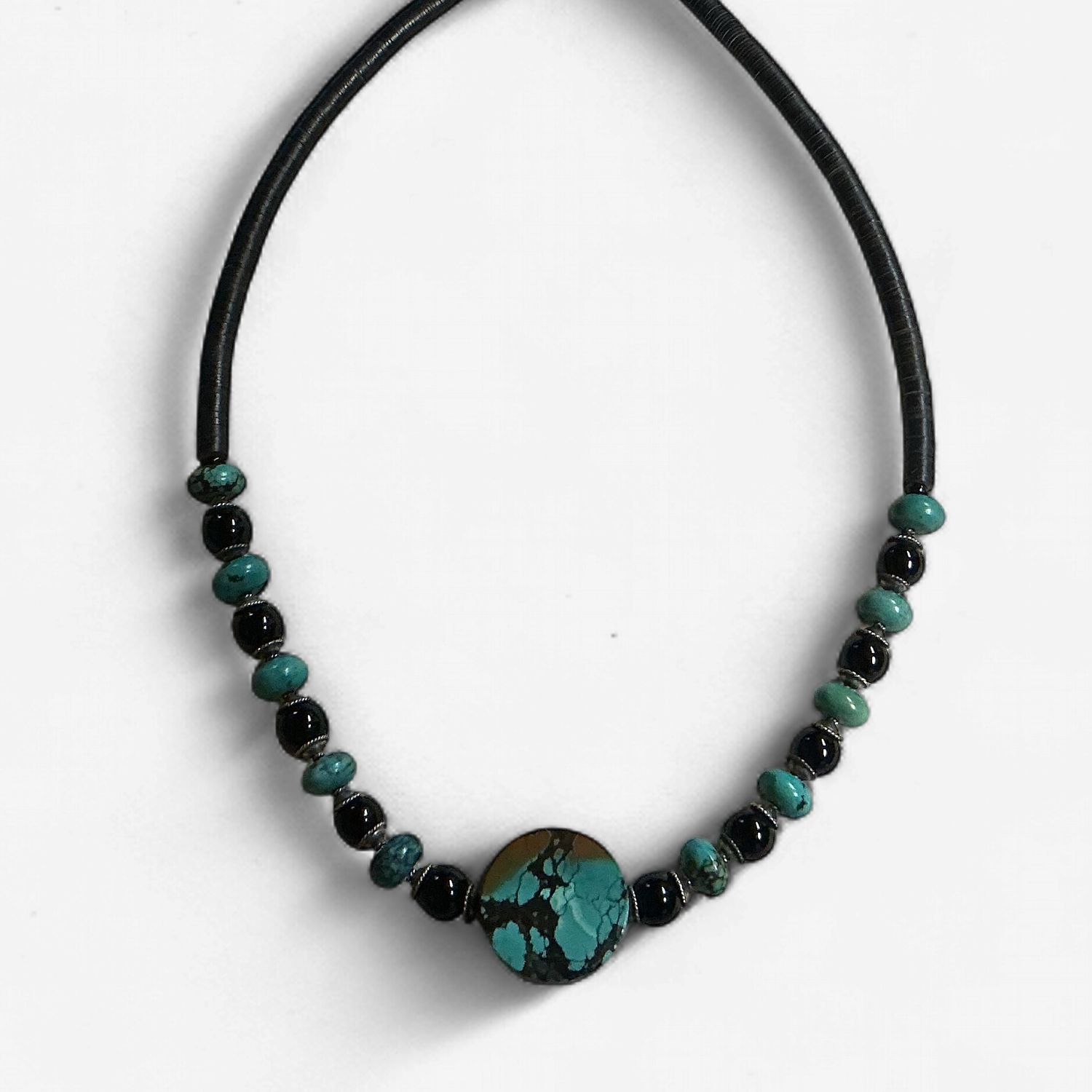 Large Turquoise Circle Pendant Necklace