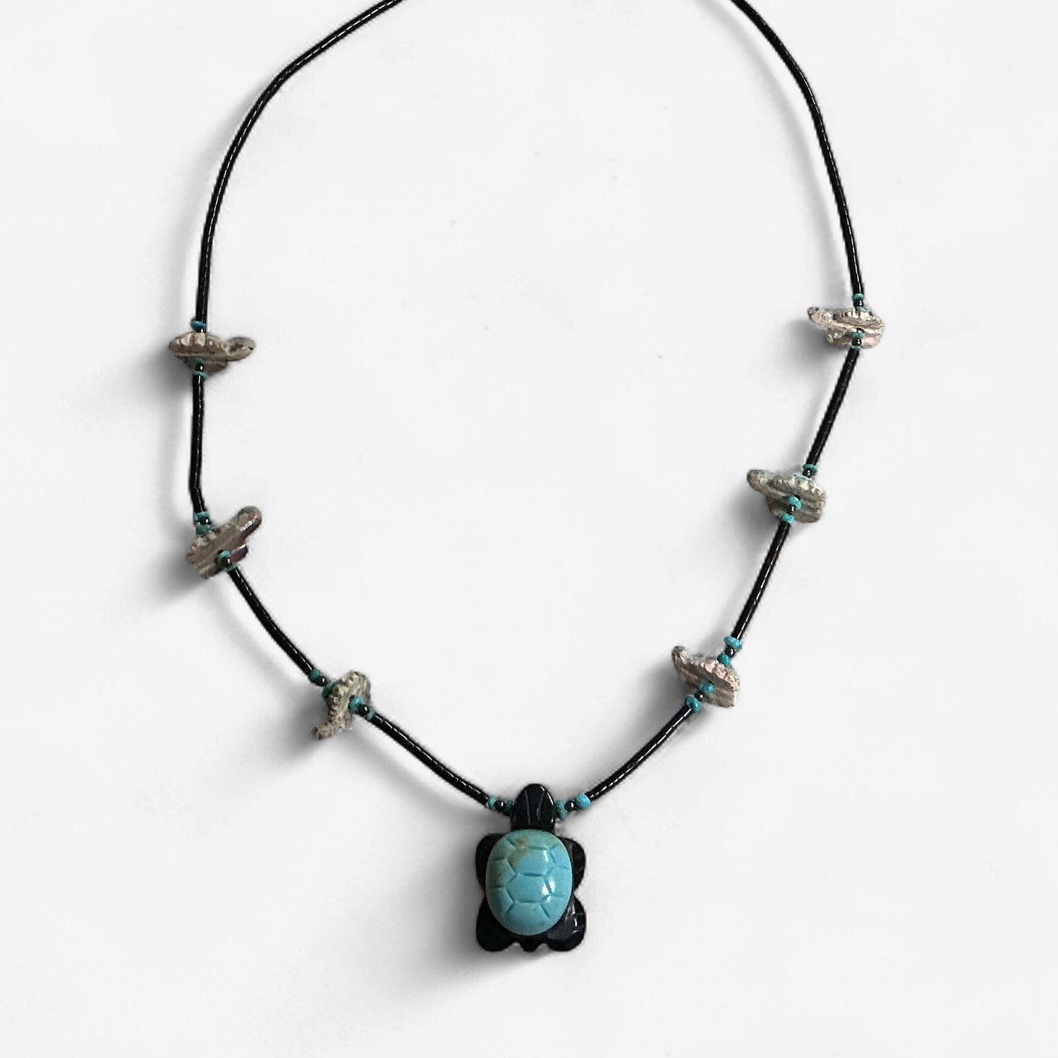 Black Onyx Turtle Pendant Necklace