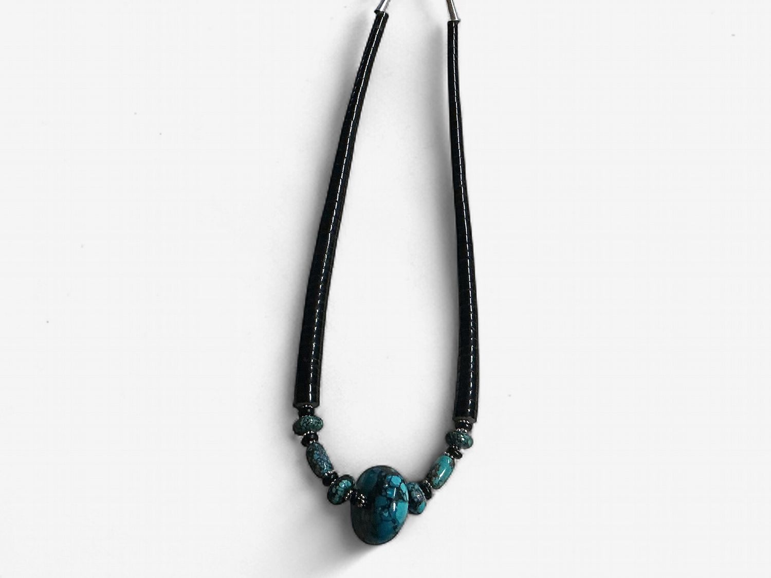 Black Coconut Wood Turquoise Pendant Necklace