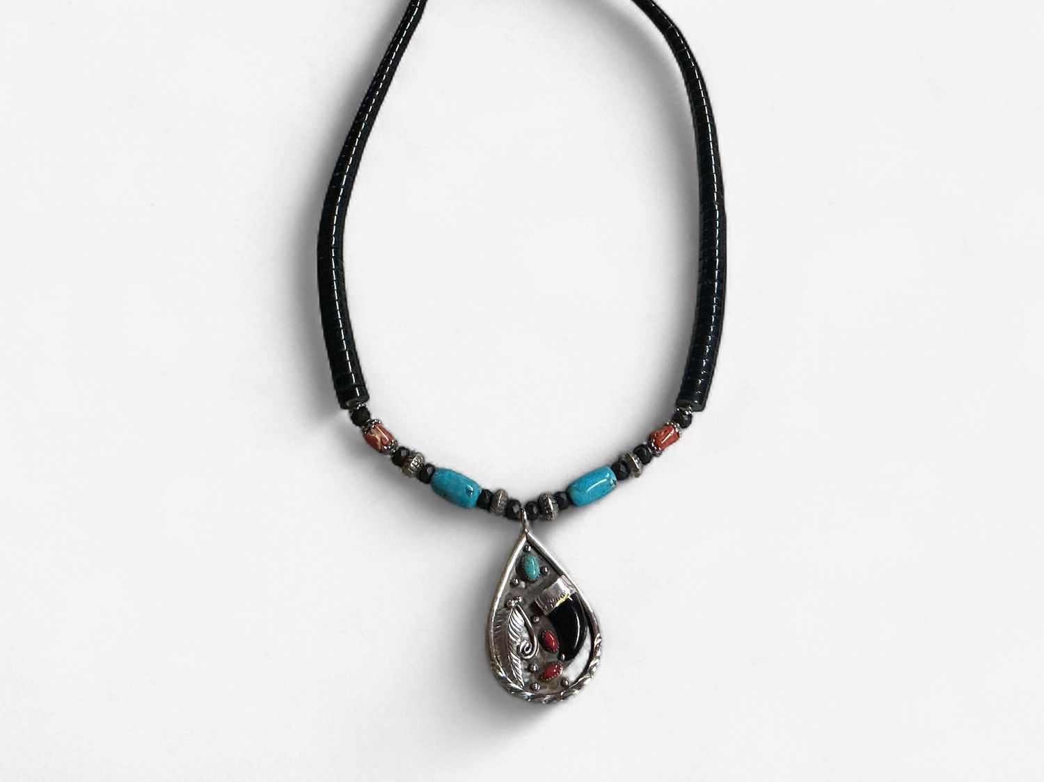 Black Coconut Wood Pendant Necklace