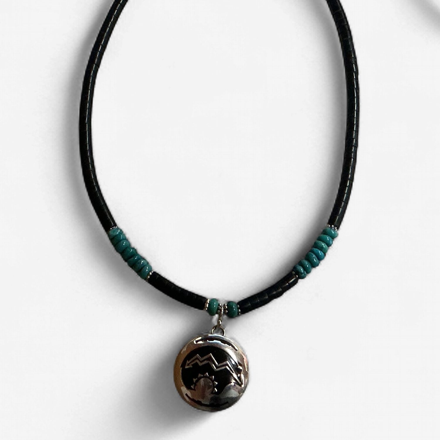 Coconut Wood Beads with Silver Pendant Necklace, Design: Bear