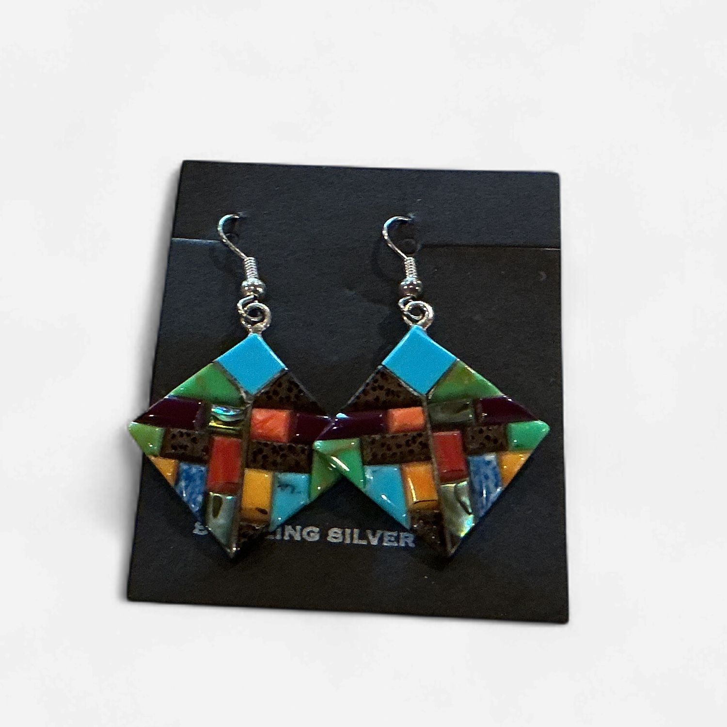 Colorful Diamond Tile Earrings, Design: 1
