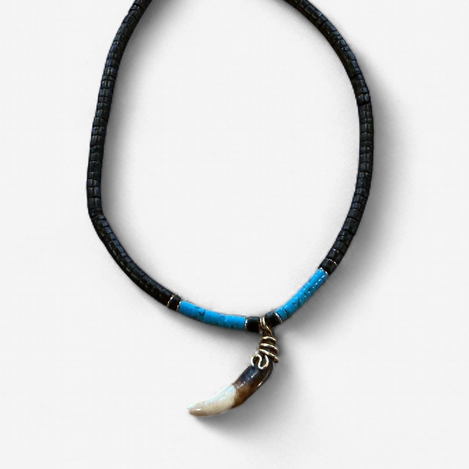 Coconut Wood Coyote Tooth Necklace