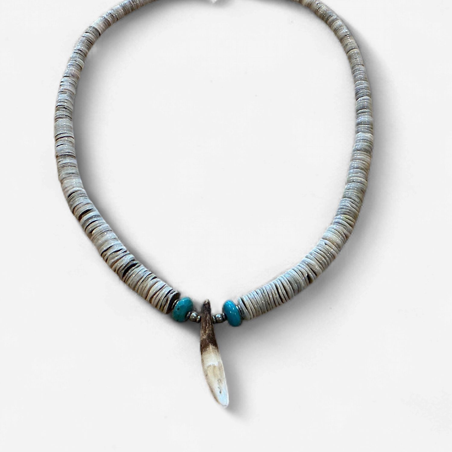 Heishi Bone Pendant Necklace