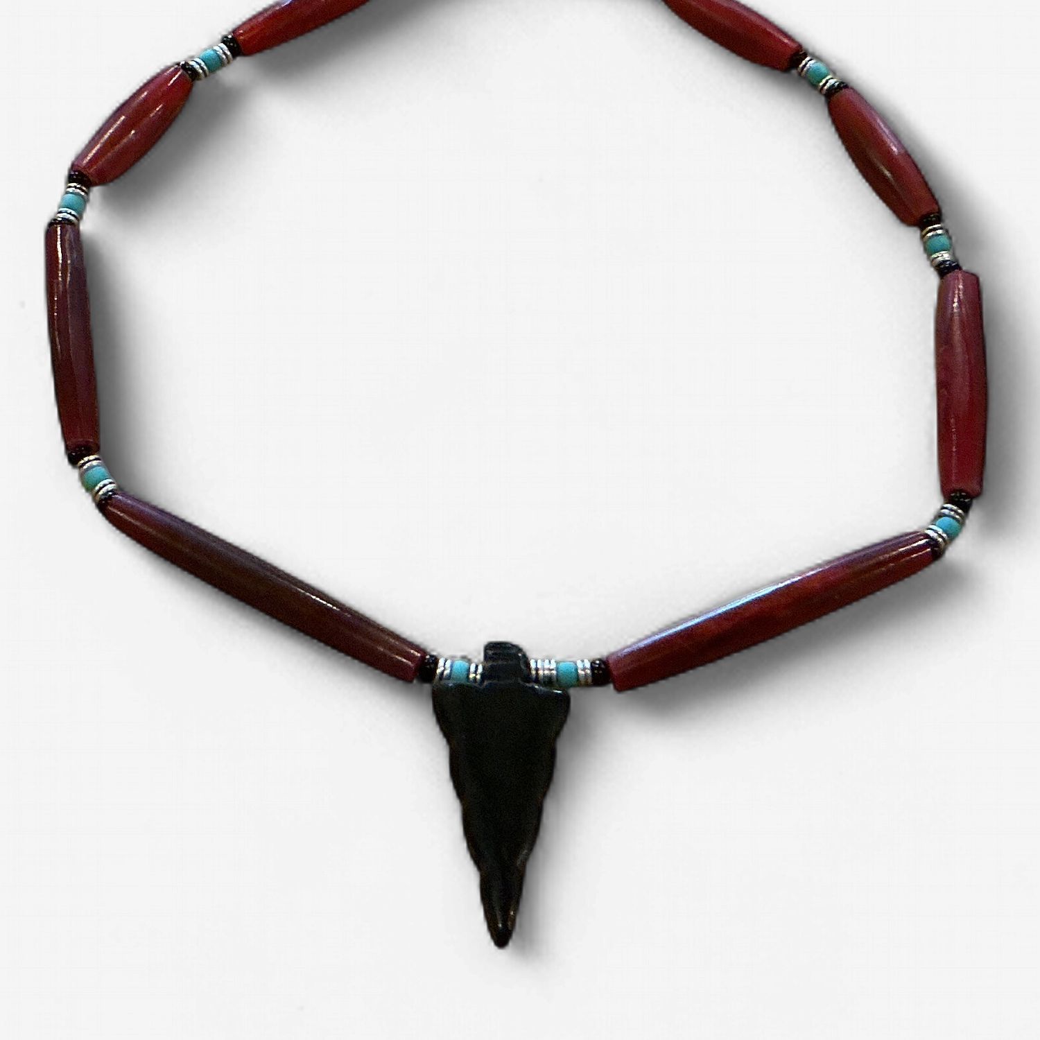 Red Bead Black Onyx Necklace