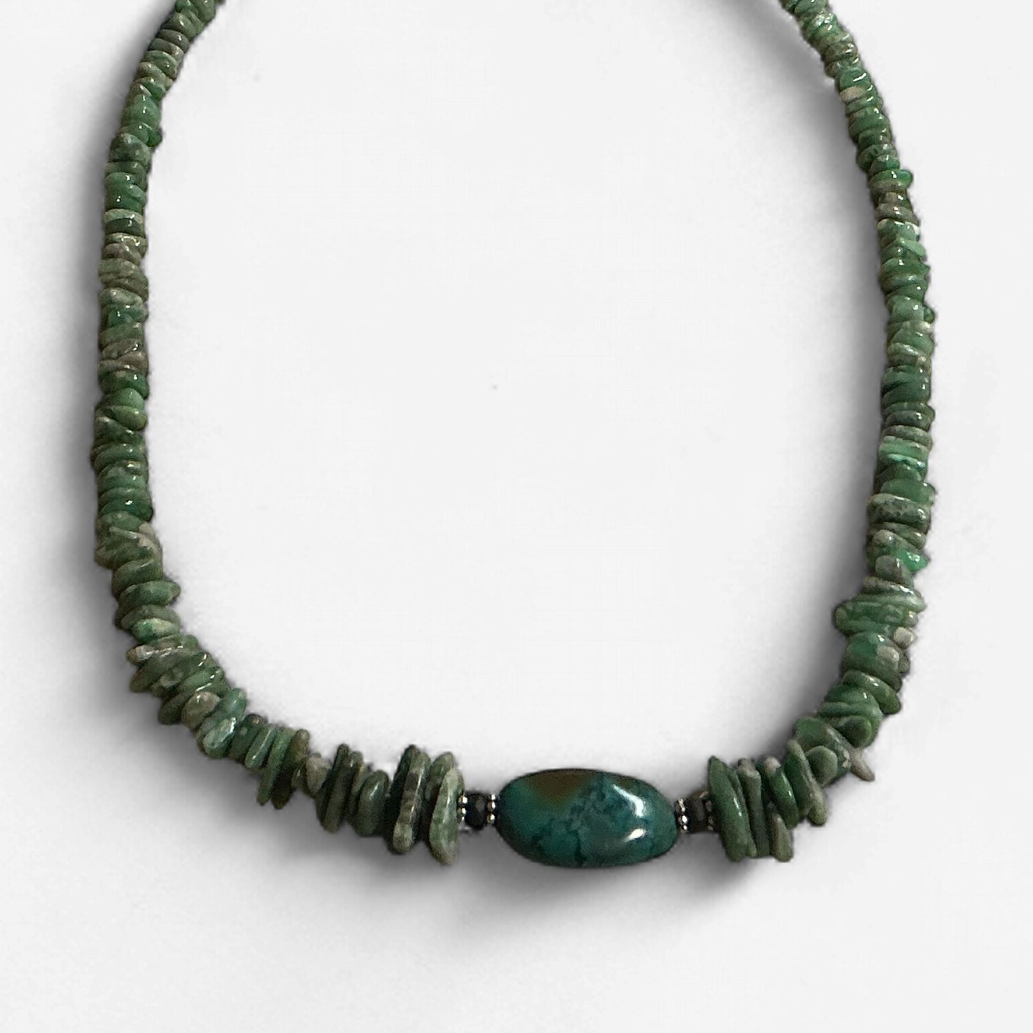 Rare Natural Green Turquoise Chip Necklace
