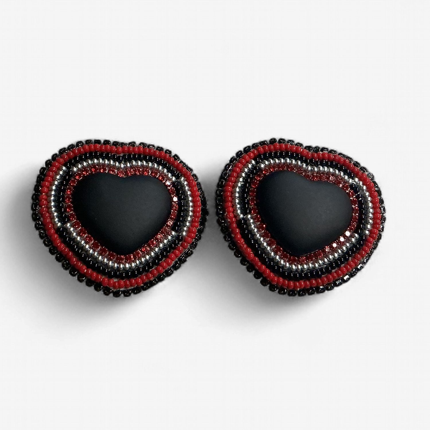 Black Heart Beaded Earrings