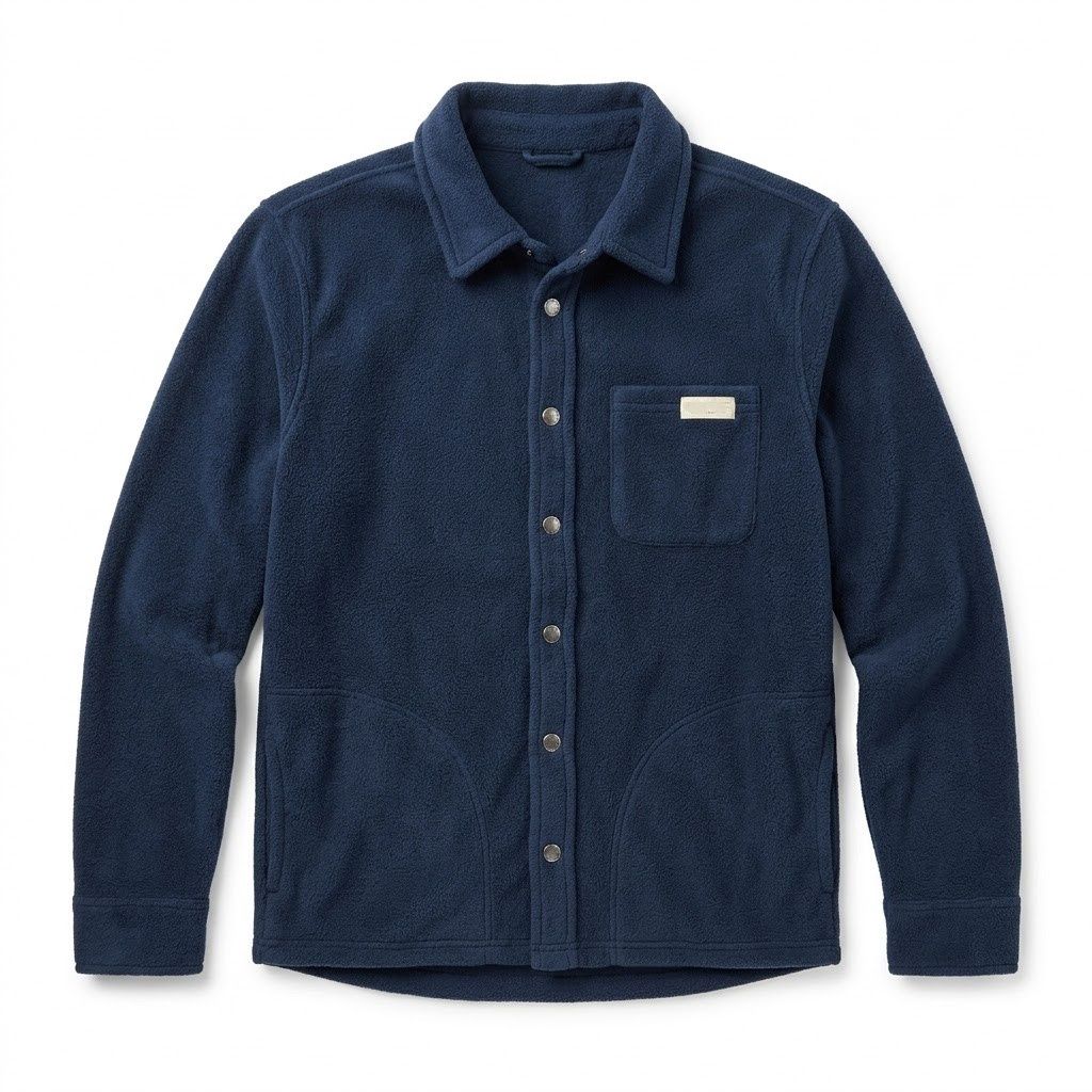 Button Down Fleece Overshirt, Color: Navy, Size: X-Small