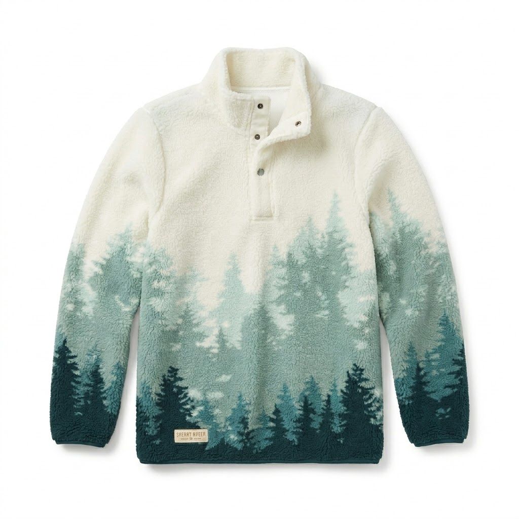 Quarter Button Down Forest Pattern, Color: Spruce, Size: X-Small