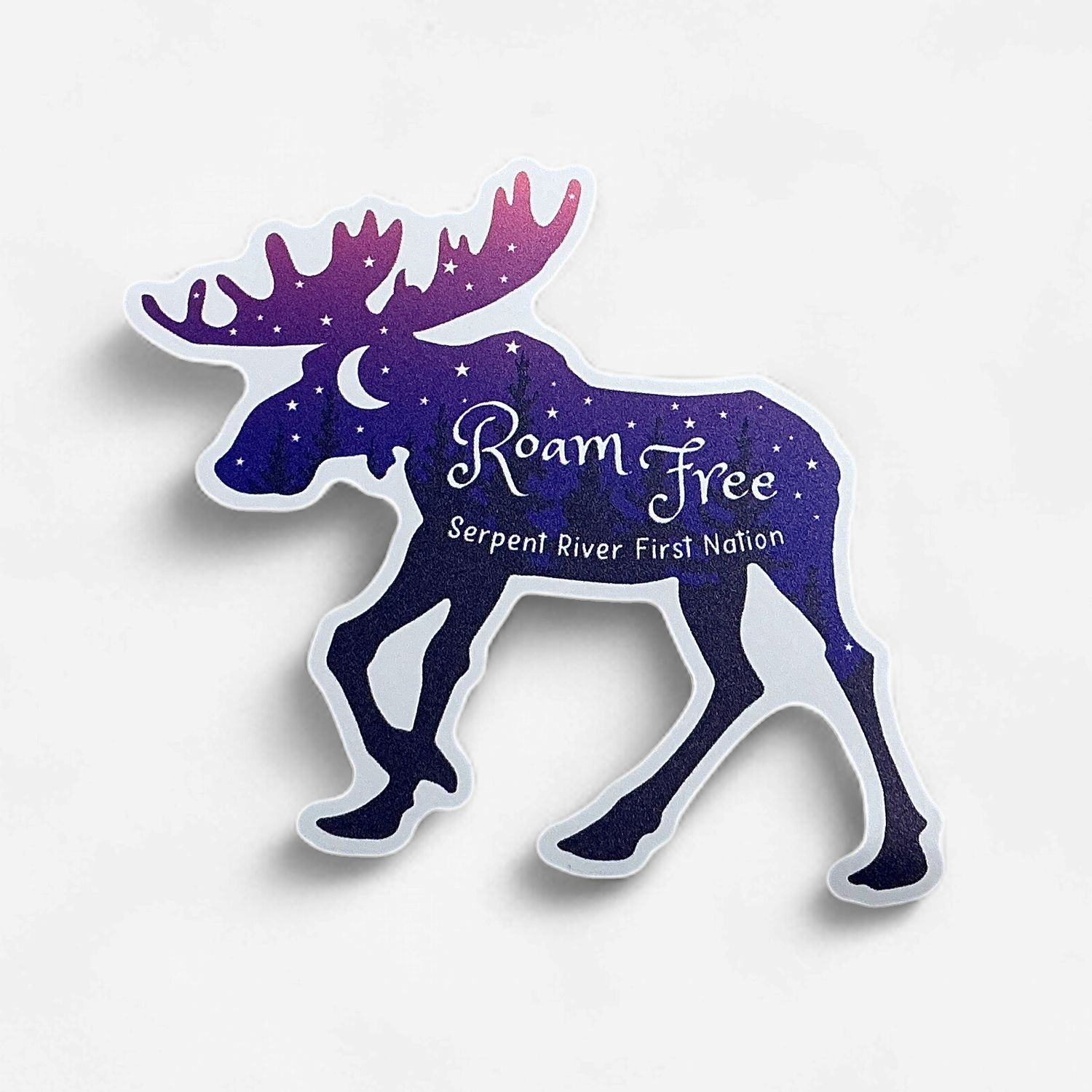 Assorted Serpent River Stickers, Design: Roam Free Moose