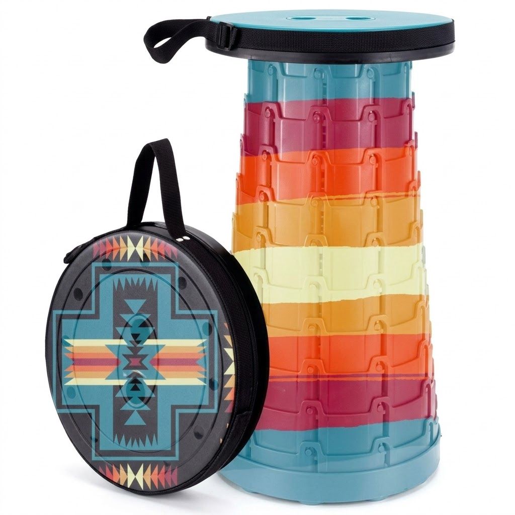 Assorted Portable Folding Stools, Design: Santa Fe Black