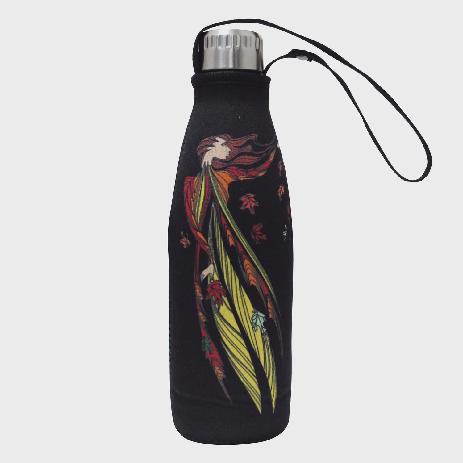 OSCARDO Assorted Water Bottle With Sleeve, Design: Leaf Dancer- Maxine Noel