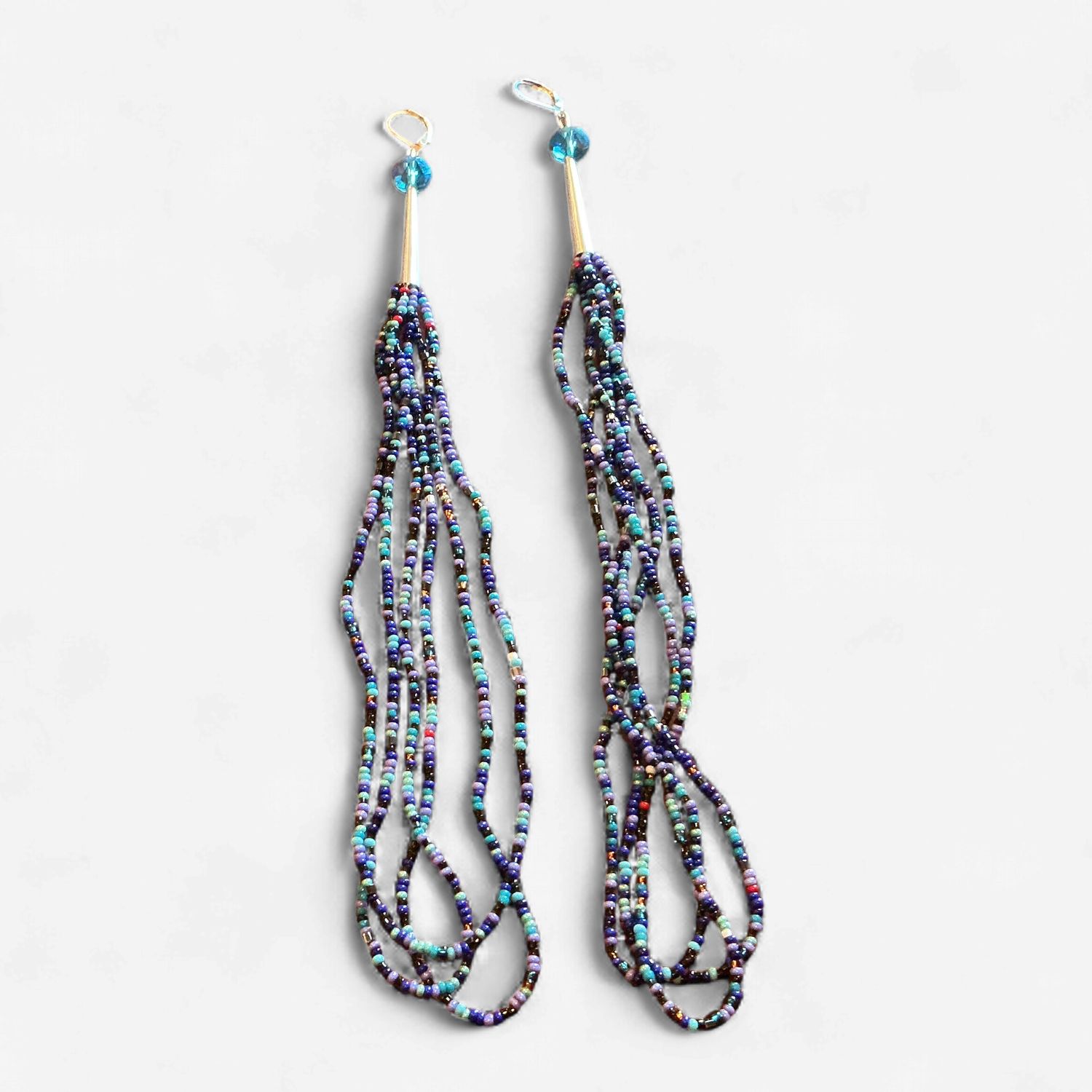 Long Dangly Loop Earring, Design: Blues