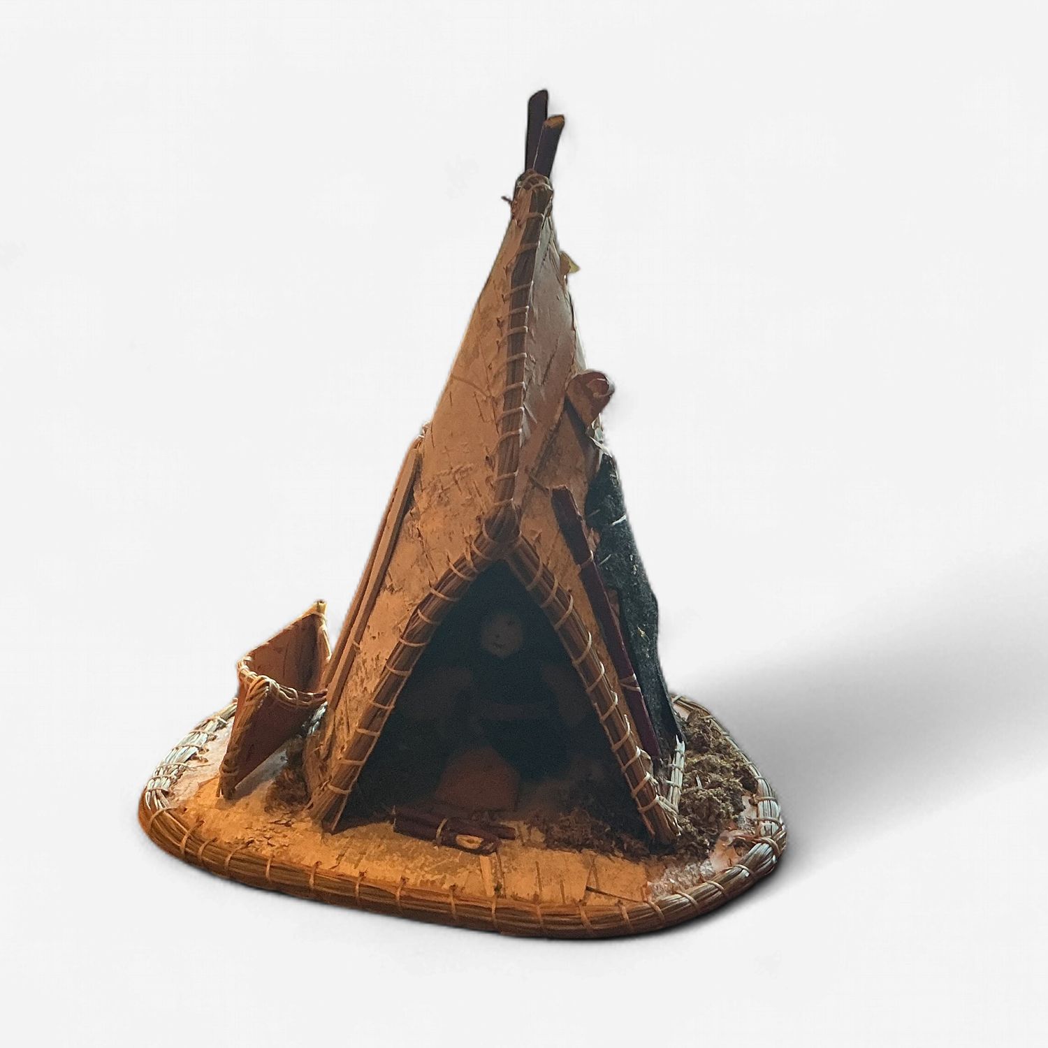 Birch Bark Tipi &amp; Canoe Display Piece