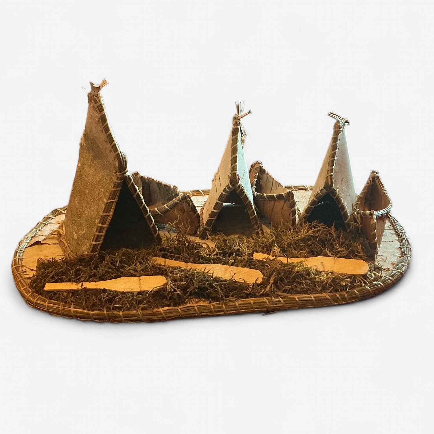 Birch Bark Tipi Village Display Piece